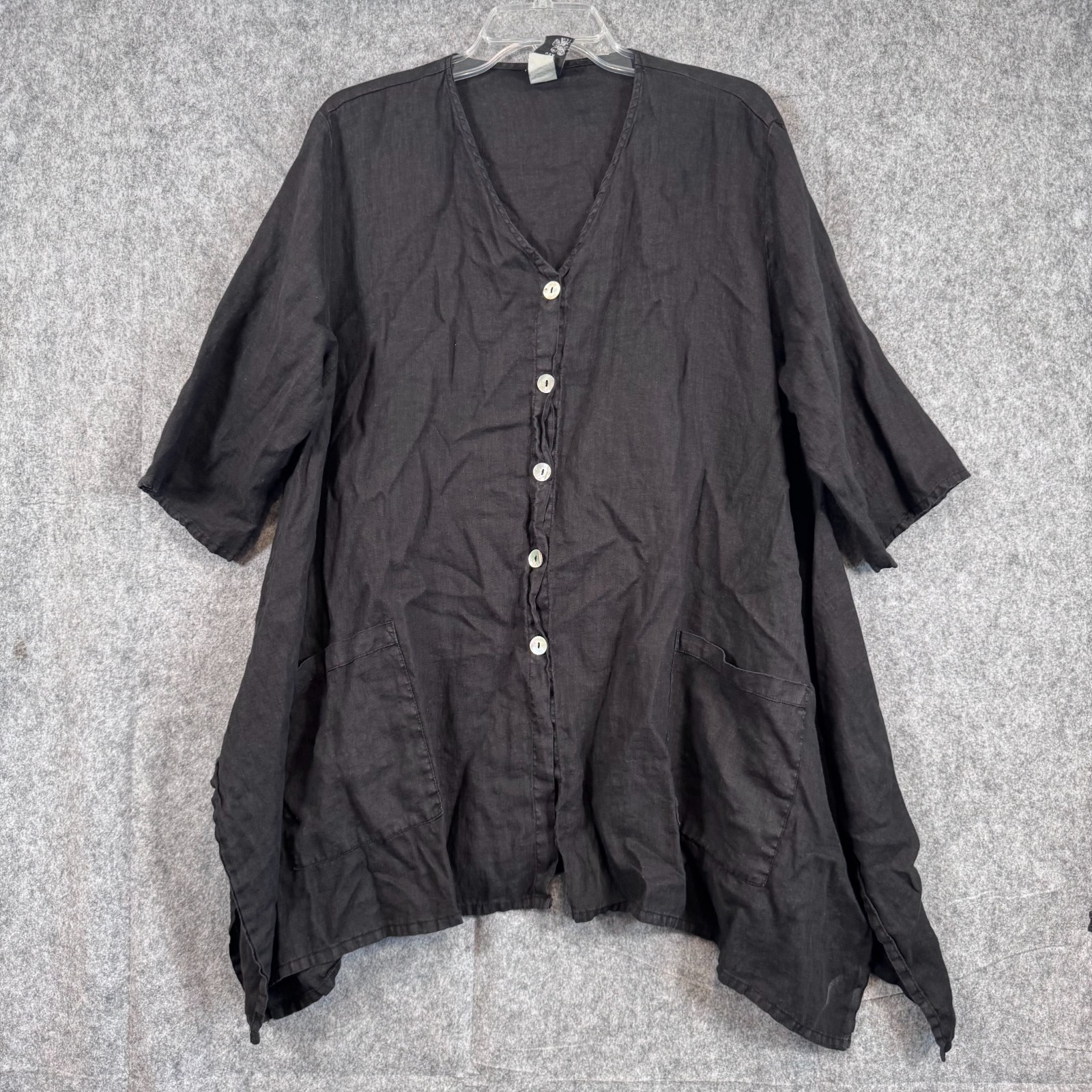 Match Point Linen Top Button Front Asymmetric Lag… - image 1