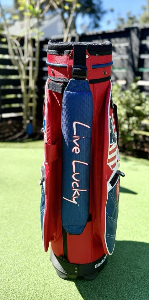Bolsa de golf de 5 vías con temática de trébol negro "Live lucky" EE. UU. Foto 4 de 4