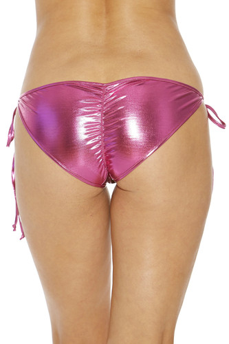 Lame Shimmer Tie Side Mini Scrunch Back Bikini. - Picture 5 of 14