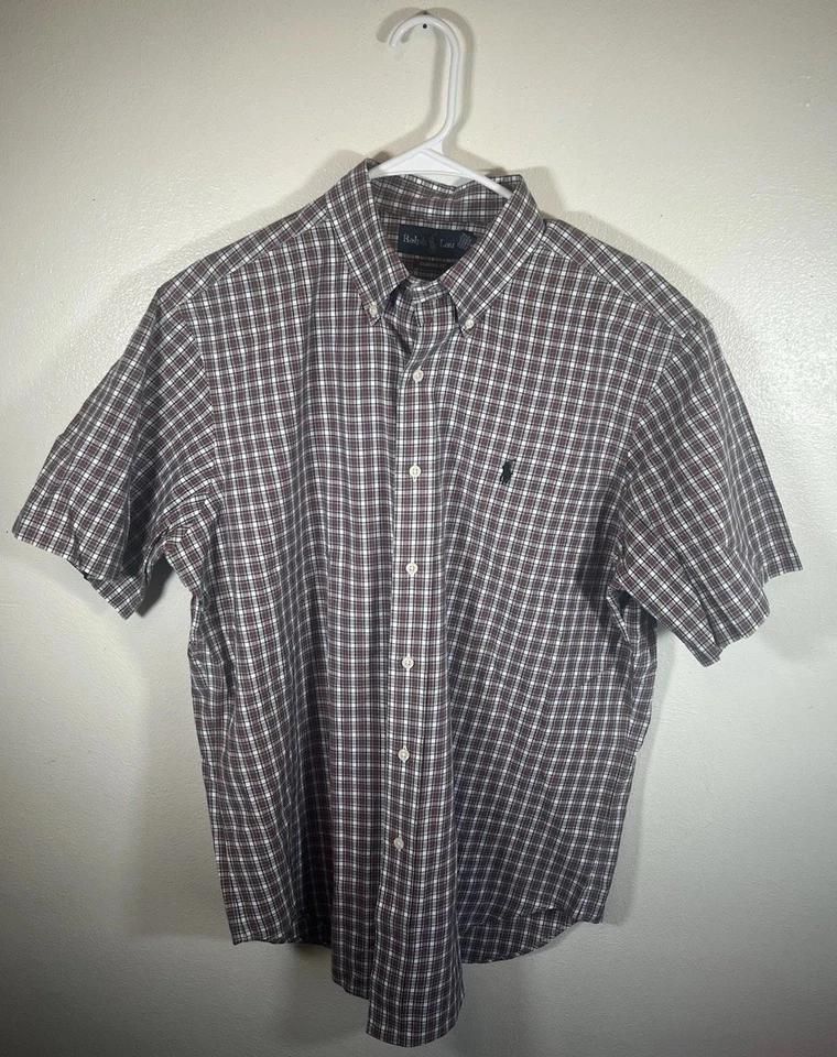 Ralph Lauren Button Down Shirt Men’s Size Large Plaid White Red Classic Fit - Image 2 of 4