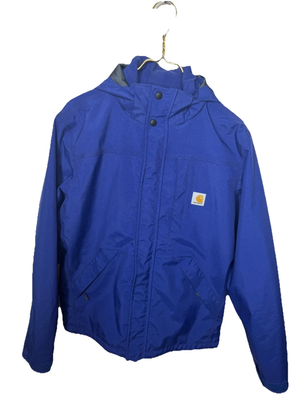 Carhartt Jacket Mens Sz S Blue Storm Defender Loose Fit Hooded Waterproof 104670