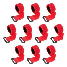 10pcs Reusable Cinch Straps 1"x20" Hook and Loop Cable Securing Straps, Red
