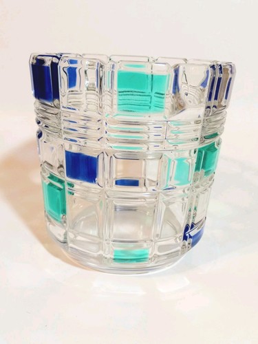 Mikasa Geometric Cut Glass Blue Green Stratton Ice Bucket 1999 See Photos - Picture 3 of 6