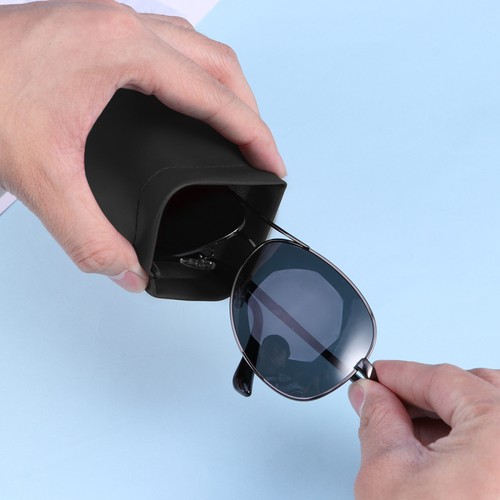 Spring Top Eyewear Storage Case 2PCS PU Glasses Bag Black Color Block - Picture 7 of 11
