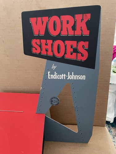 Vintage WORK SHOES by ENDICOTT-JOHNSON Cardboard Store Display w/ Instructions - Picture 3 of 13