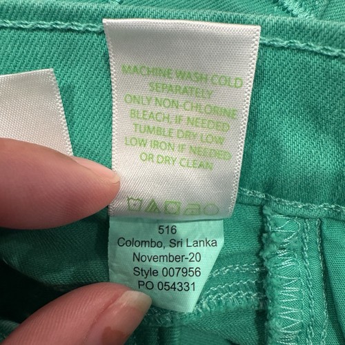Lilly Pulitzer Kelly Green Skinny Slim Jeans Double Fringe Raw Hem 00 Preppy - Picture 10 of 10