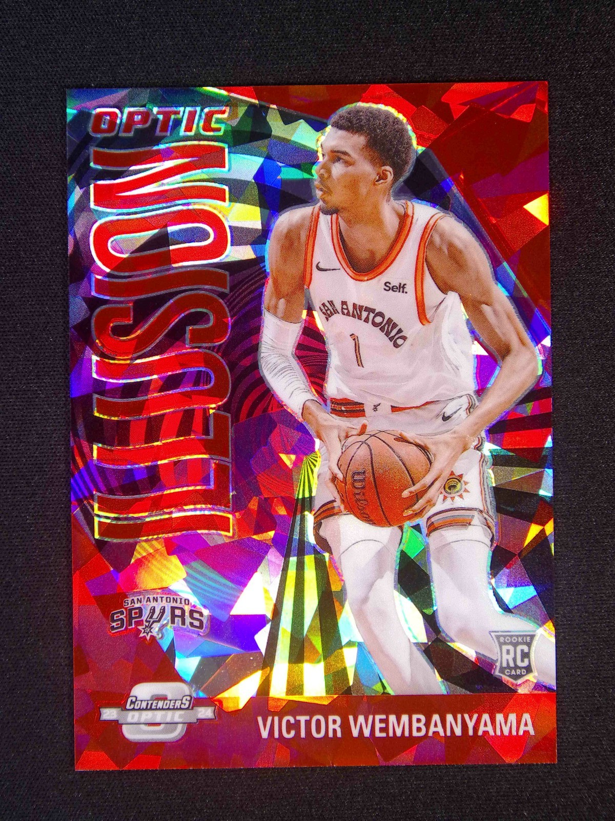 2023-24 Panini Contenders Optic Victor Wembanyama #18 RC ILLUSION Red Ice /175
