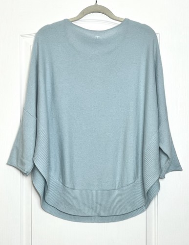 Maglione donna Tyler Boe 100% cashmere taglia S blu chiaro pipistrello vestibilità rilassata - Foto 2 di 6