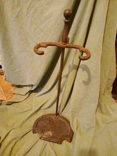 Vintage Antique Fireplace stand , Brass plated steel, cast iron base