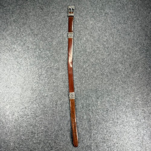 Brighton Brown Leather Silver Accent Belt Size S Adjustable Buckle Design - Picture 2 of 10