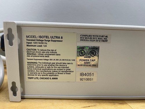 MINT: Tripp Lite ISOTEL 8 ULTRA Multimedia Surge Protector Working & Tested - Zdjęcie 10 z 11
