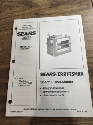 #ad Vtg Sears Craftsman Planer Manual $15.00