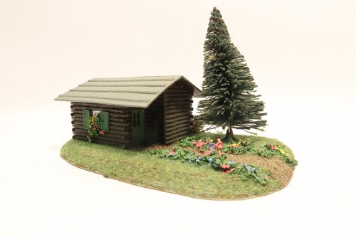FALLER? KIBRI? H0 1:87 Kleindiorama mit kleiner Holzhütte fertig gebaut