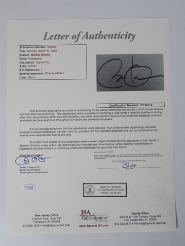 Barack Obama PRESIDENT Signed Autograph Auto 3x5 Index Card Cut Slab PSA JSA - Picture 3 of 7