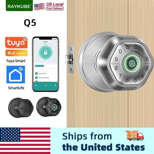 Raykube Q5 Usa. Free Delivery Tuya Ble Smart Fingerprint Door Lock Electronic