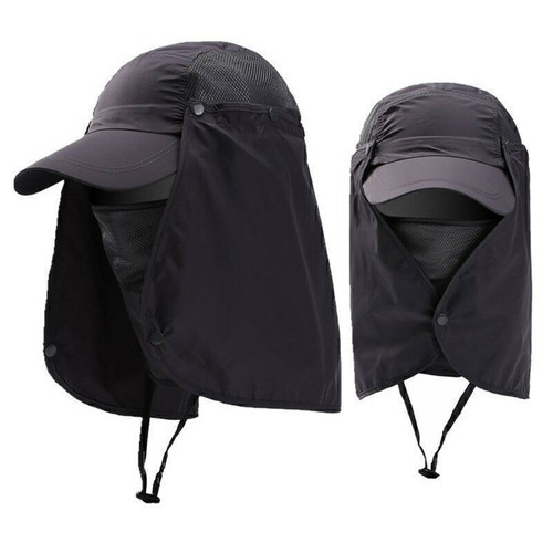 Ladies Men Sun Protection Neck Flap Fishing Hat Outdoor Visor Cap with Face Mask - Picture 8 of 21