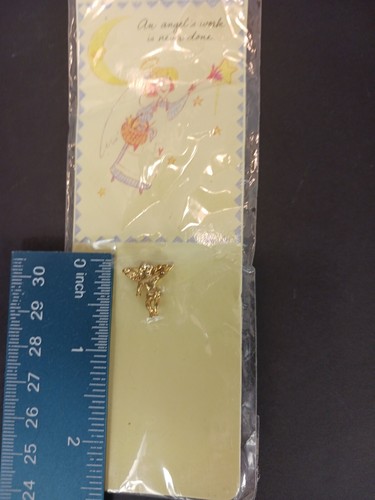 Kleine goldfarbene Engel Anstecknadel Arbeit ist nie getan lila Quaste neu im Paket - Bild 5 von 5