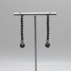 Dangle Post Earrings Nf 6.7g #01 925 Sterling Silver Vintage Marcasite Ball Drop