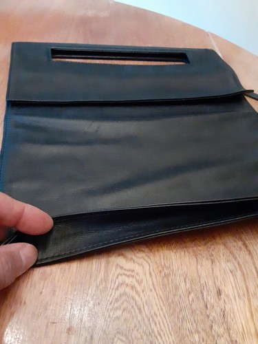 Lancel Black Leather Clutch Fold Over Bag. 12.5" T - Picture 6 of 8