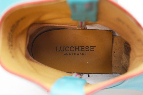 Lucchese 'Gaby' Turquoise Goat Leather Ankle Boots - New With Tags - Size 9.5 - Foto 6 di 15