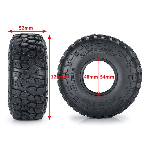 Qmore 4x 120MM 1.9'' Wheel Rim Tyre Tire For 1/10 RC Rock Crawler SCX10 D90 TRX4 - Picture 19 of 19