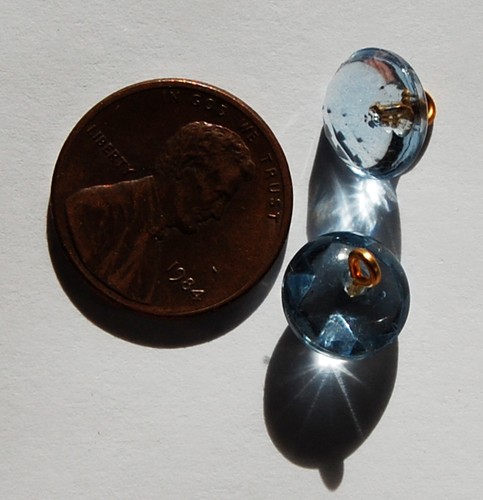 VINTAGE 12 FACETED GLASS ROUND BUTTON • 10mm • BRASS SHANK • Assorted Colors - Picture 8 of 16