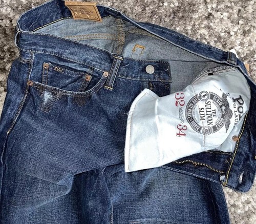 Polo Ralph Lauren Jeans Herren Blau 32x34 Sullivan Slim Distressed Denim Patches - Bild 5 von 11