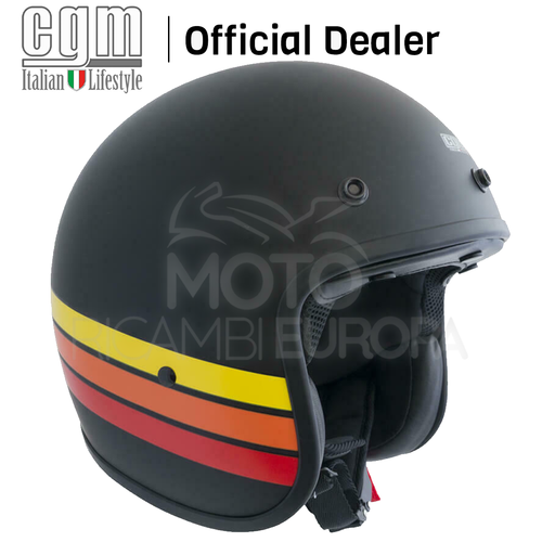 Casco Moto Jet Bandit Omologato CGM strike in fibra Vintage Custom  Scrambler ner | eBay