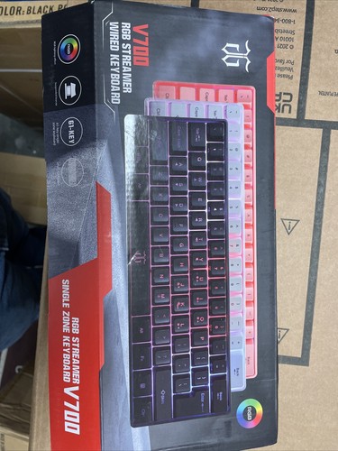 V700 RGB 61 Key Streamer Wired Gaming Keyboard Open Box  - Picture 1 of 4