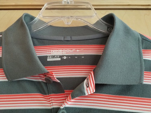 Nike Herren Golf Dri-Fit Tour Performance Polo orange/weiß/grau gestreift XL - Bild 7 von 16