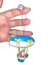 Kathe Wohlfahrt Flying Blimp Santa Ornament Hand Painted Rothenburg Germany