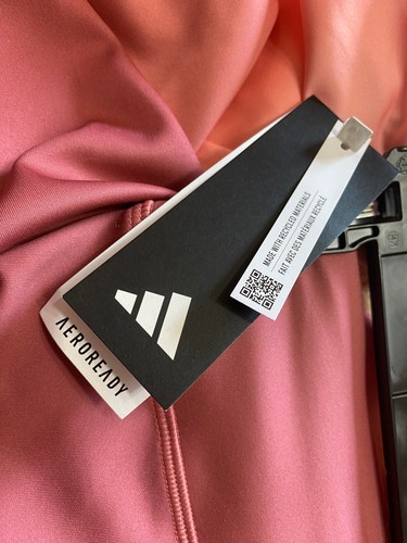 NWT ADIDAS ELASTIC FIT AERO READY LEGGING L US 14 GIRLS PEACH - Picture 3 of 7