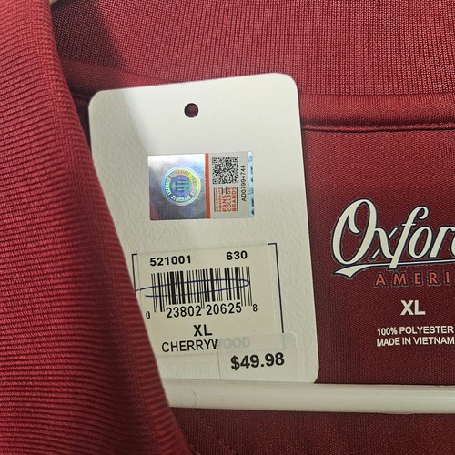 Oxford America Mens Polo Shirt XL, Red New w/tags - Picture 5 of 6