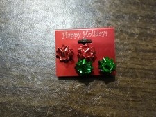 Women's Christmas Bow Earrings /2 Sets