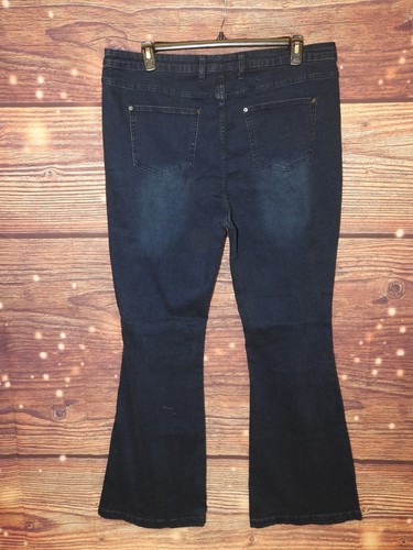 NWT Flamingo High Rise Flare Leg Jeans Dark Rinse Wash Size 22/24 XXXL 3X - Picture 4 of 5