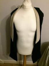 Sisley Black & Grey Sleeveless Long Blazer Jacket Uk Xs
