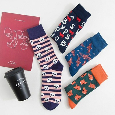 K.Bell Men/'s Pair Socks Black Flamming Skulls Cotton Blend Socks New