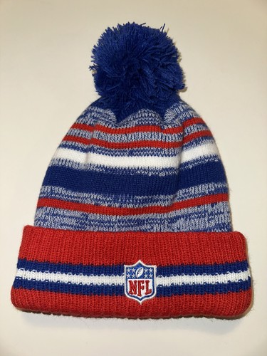 New Era Buffalo Bills Winter Knit Removable POM Beanie Hat Red White Blue ~NEW - Bild 2 von 3