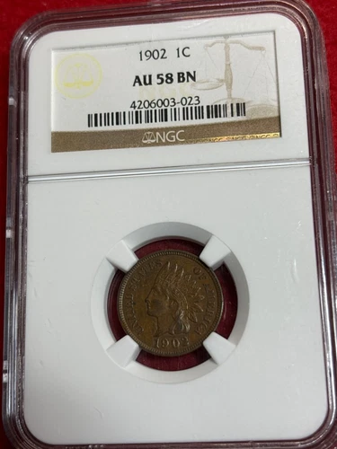 1902 Indian Head Cent AU 58 BN NGC