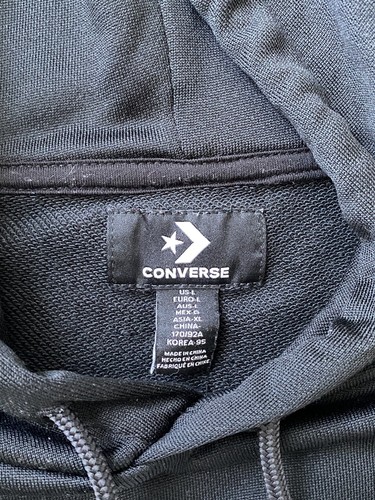 Converse Cropped Pullover Hoodie Black Womans Size Large - Picture 10 of 12
