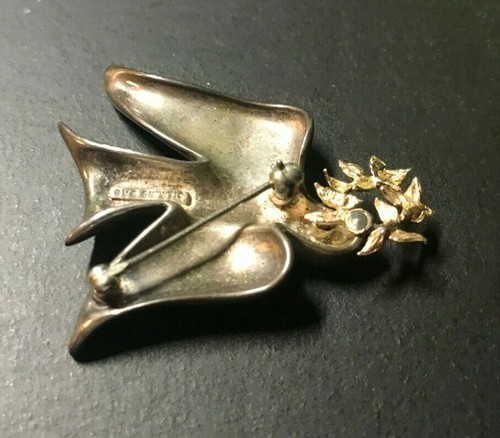 Vintage Signed BAB (B.A. BALLOU & CO) Silver 925 & Gold 14kt DOVE Brooch pin - Picture 6 of 7