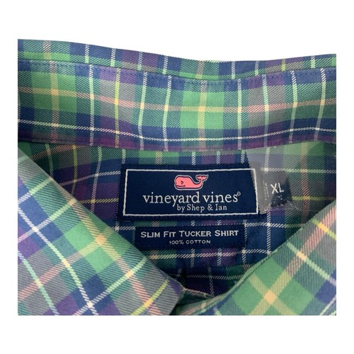 Vineyard Vines Slim Fit Tucker Shirt, Long Sleeve, Green Plaid, Men's Size XL - Picture 5 of 8