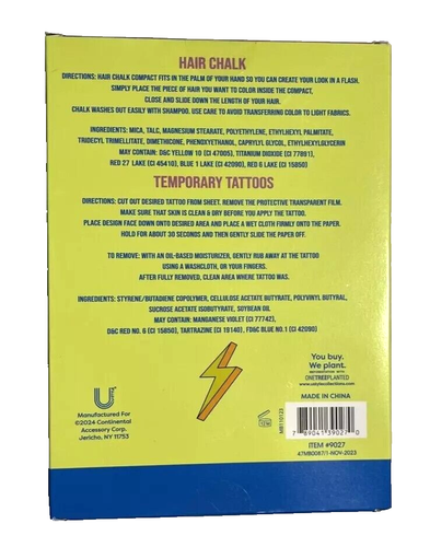 U Style Hair Chalk & Tattoo Set-25 Temporary Tattoos & 3 Hair Chalks-Ages 8+ - Bild 2 von 2