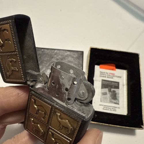 Camel Zippo - Camel Herd - Z93 - 1994 - Black Crackle W/ Brass Emblem - Unfired - Picture 3 of 5