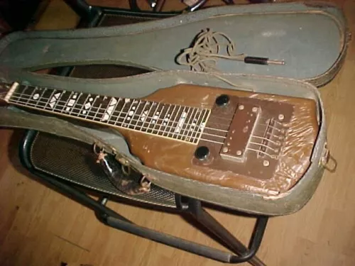 1950 SUPRO Pearloid LAP STEEL GUITAR - BROWN MOTHER of TOILET SEAT PERIOD FINISH