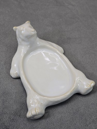 Pottery Barn Bear Soap Dish Glazed Ceramic Polar Grizzly Retired Bowl Holder - Picture 4 of 8