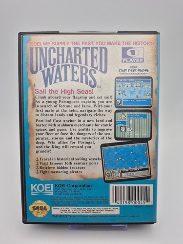 Uncharted Waters (Sega Genesis) Box, Manual, Cartridge - Picture 2 of 8
