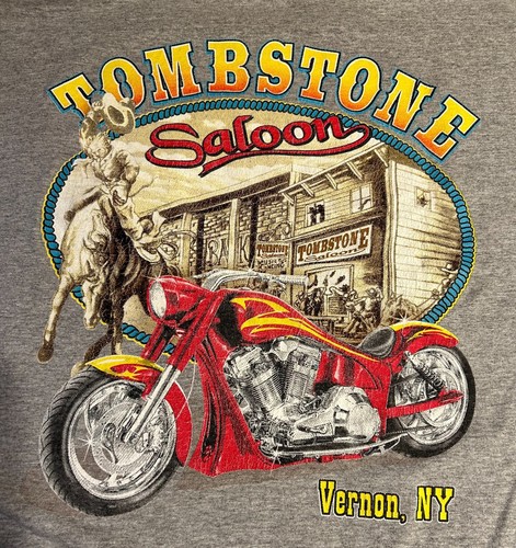 Vtg Tombstone Saloon Long Sleeve T-shirt XL Vernon NY Harley Skull Cowboy USA - Picture 7 of 7