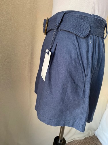 Wallflower Blue Insta Chill Belted High-Waist Linen Blend Shorts - Picture 8 of 9