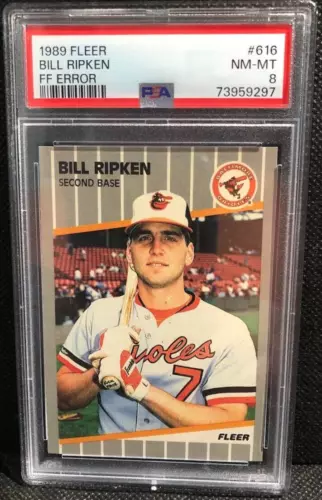 1989 Fleer Bill Ripken FF ERROR Card #616 Billy F**K Face Bat Rare PSA 8